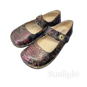 Alegría Paloma Women’s Snake Textured Leather Mary Jane Clogs Shoes SZ 41